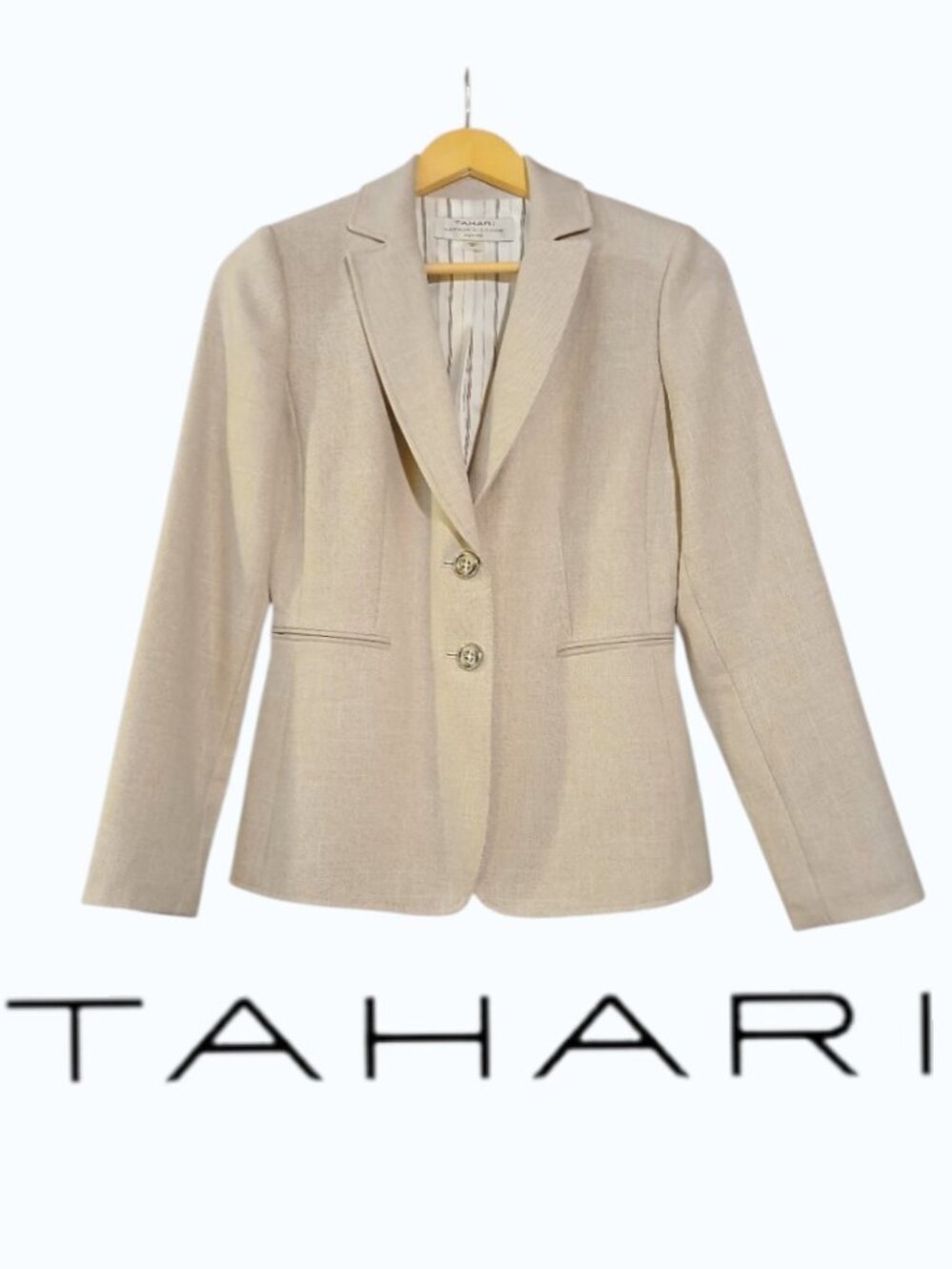 TAHARI Arthur S. Levine Sand Tailored Blazer EUC - Picture 9 of 11